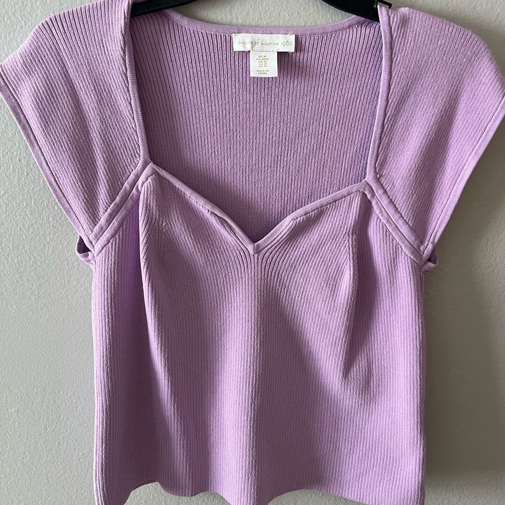 House of Harlow Lavender Ribbed Women's Top
